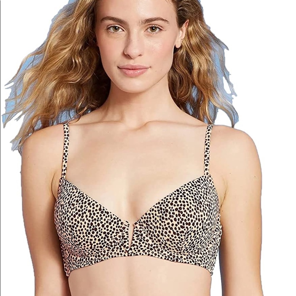 Shade & Shore V-Wire Ribbed Leopard Bikini Top
